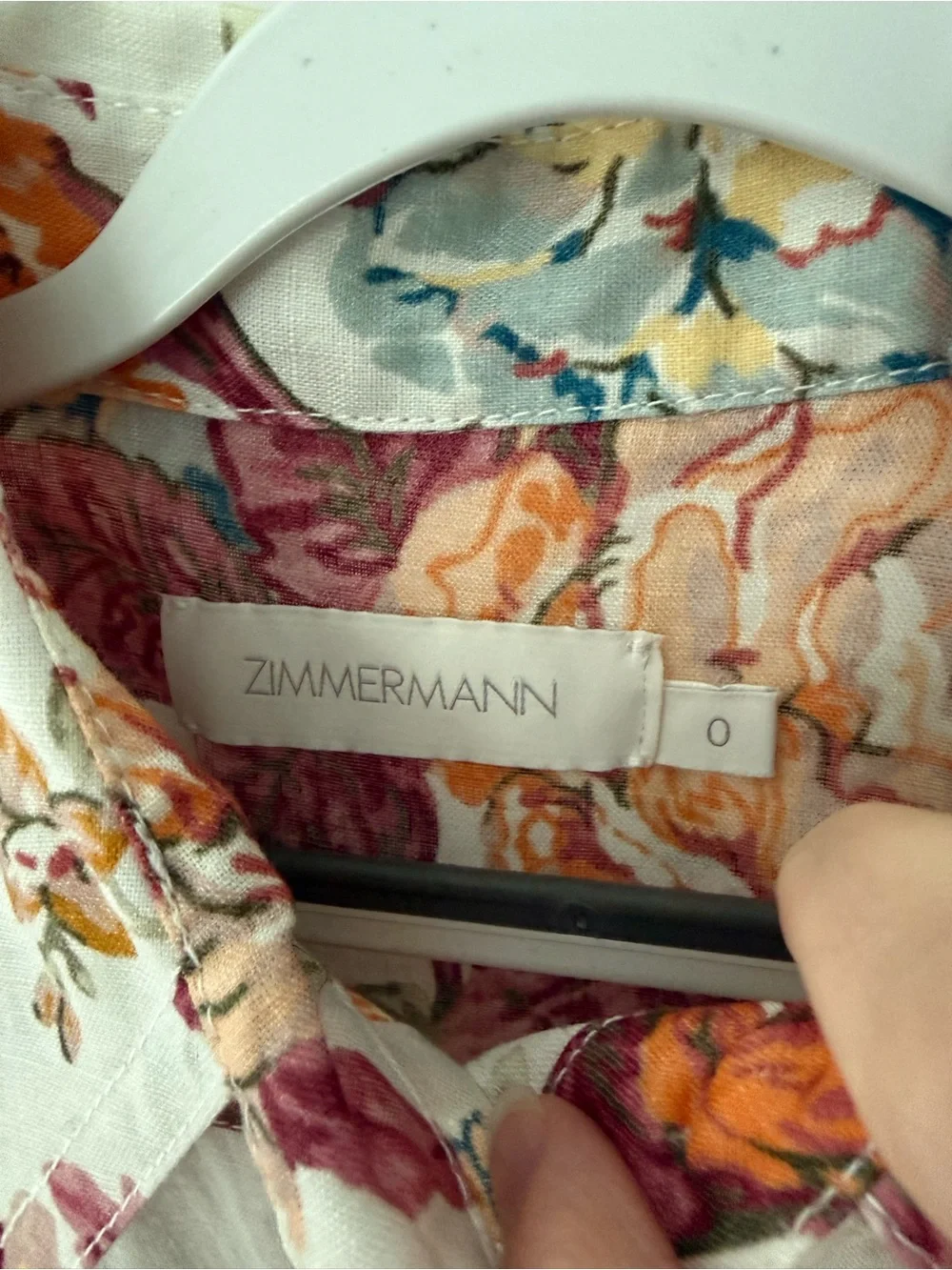 Zimmermann Floral Button-Front Romper in Cream, Rose and Orange - Picture 4 of 4